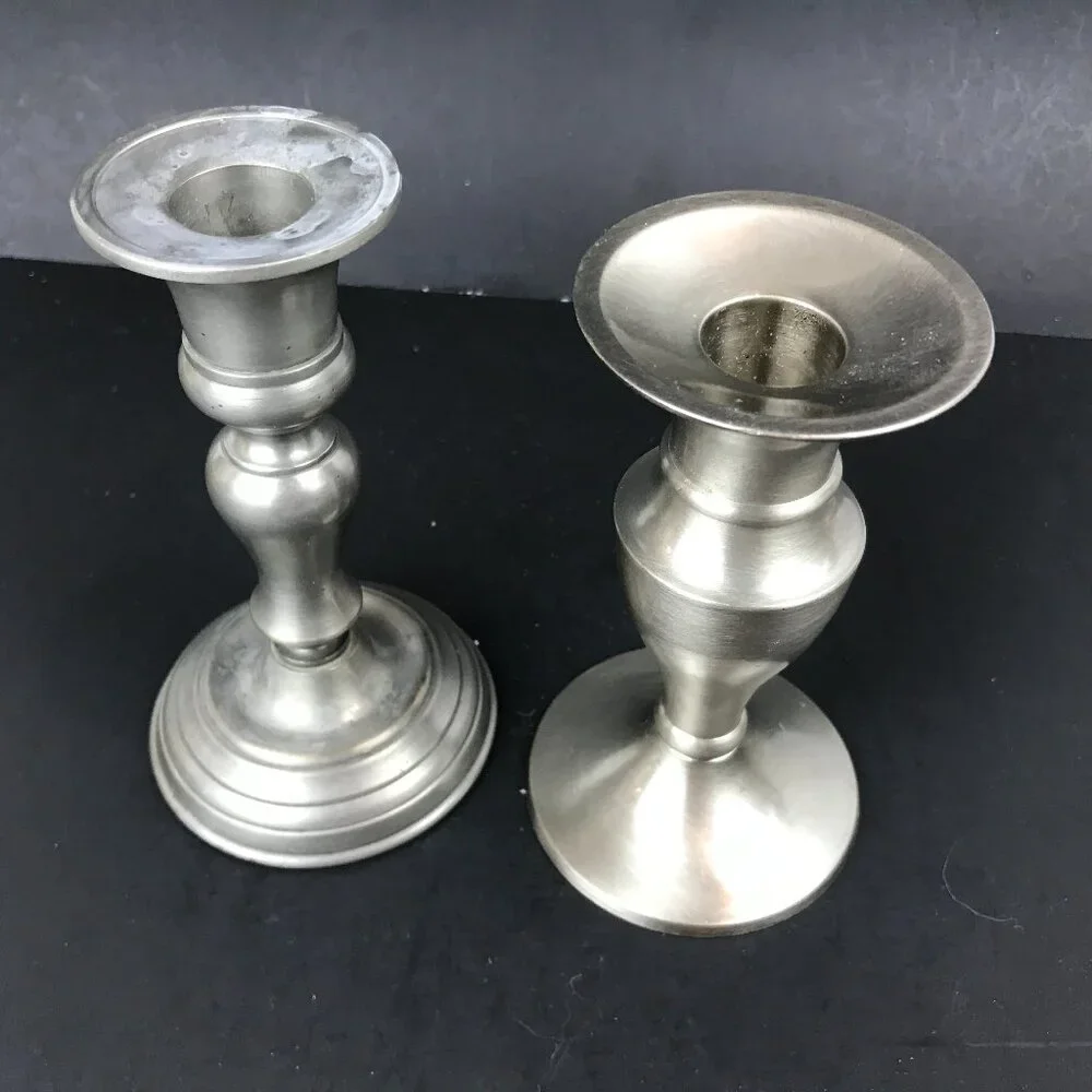 Set of two Pewter Candlesticks, 1 is Restoration Hardware